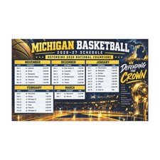 Michigan Wolverines NCAA 2026-27 Basketball Magnet Schedule 7.5x4.5 picture