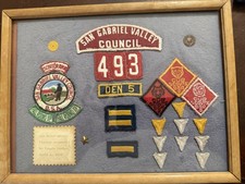 Vntg Framed Cub Scout/boy Scouts Patches San Gabriel Valley Council Circa 1959 picture