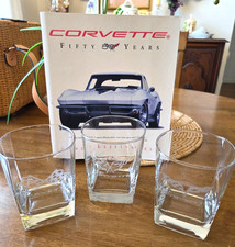 Corvette Whiskey Glasses & 50 Yrs. of Corvette History Book picture