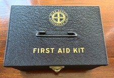 Vintage NEW 1966 MSA First Aid Kit Complete Contents Metal Case Industrial USA picture