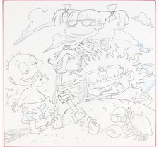 Original Rugrats Official Nickolodean Magazine Drawing & Bonus Framed Art Print picture