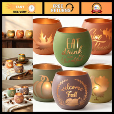 Thanksgiving Votive Candle Holders Set of 6 - Fall Table Centerpiece Decor picture