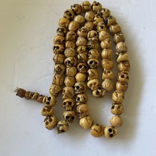 Hand Carved Yak Bone Skull Mala Chitipati Tibetan Buddhist Prayer Beads 12mm picture