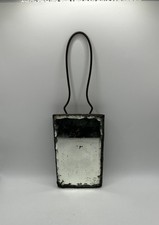 Antique Odd Hand Mirror Scalloped/Crimped Border Metal Handle 1930-1950’s picture