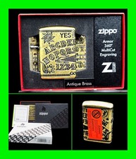Unfired Zippo Armor Ouija Board Deep Carved Multi-Cut Lighter w/ Box And Papers  picture
