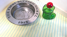 Vintage Avon the First Buffalo Nickel 1913 Trinket Dish & Santa Gift Boot Bottle picture