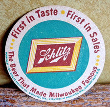 Schlitz Beer Coaster ... vintage 1951 ... Milwaukee Wi. picture