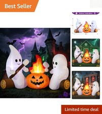 Cute 6FT Halloween Inflatable Ghosts with Built-in LEDs – Perfect Garden Décor picture