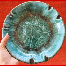 Vintage Blue Mountain Pottery Ashtray Large Green Drip Glaze Ceramic Canada  picture