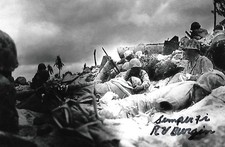 R.V. Burgin autographed 4x6 photo WW II Battle of Okinawa Pacific Theater LOOK picture