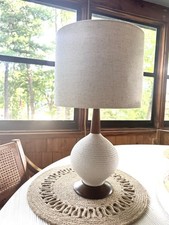 Mid Century Modern Ceramic & Walnut Teak Table Lamp picture