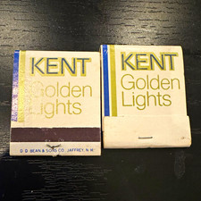 2 Vintage Kent Golden Lights Cigarette Matchbooks Full Unstruck Tobacco Advertis picture