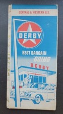 Vintage 1969 Derby Road Map Central & Western US Towns Highways IL- TX- CA, HI picture