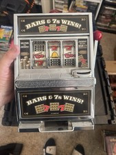 BARS & 7s WINS Mechanical Slot Machine w/ Pull Lever, Red Handle Untested picture