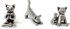 Basic Spirit Yoga Cat Figurine Set (Pewter)-Mini 3 pc. Set, Gray picture