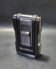 Lotus Axis FlatFlame Lighter | 2 Fold Out Punch Cutters -Cigar Stand -Engravable picture