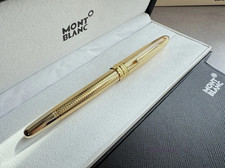 Montblanc Meisterstück Gold Plated Rollerball Pen Barley Pattern Luxury Gift Box picture