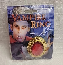 Vampire Ring Red Stone With Goldtone Setting Goth Count Dracula Cosplay NEW  picture