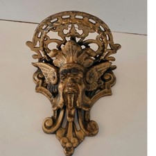 Vtg Cast Iron Gargoyle Wall Shelf Gothic Grotesque 1940's 9