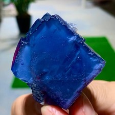 65G Natural Crystal Rare transparent Blue Green cubic fluorite sample picture