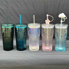 Starbucks 19oz Iridescent Glass Cold Cup W/ Straw, Reusable Tumbler Multi-Color picture