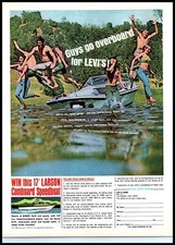 1968 Levi's Jeans Larson Comboard Speedboat Vintage Print Ad Lake Boating Art picture