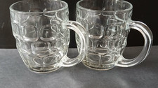 2 x Vintage Half Pint Dimple Tankards Pub Glasses Marked with the Crown & 10 picture