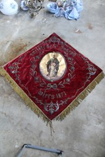 Antique 1871 French religious procession BAnner flag saint joseph picture