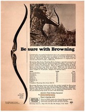 1968 PRINT AD, Browning Sporting Arms Be Sure Cobra Hunting Bow Nomad Stalker picture