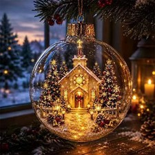 Transparent Lighted Christmas Ball Ornament Plastic Acrylic Clear Christmas picture