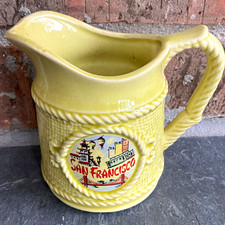 Vintage San Francisco California Yellow Ceramic Souvenir Pitcher picture