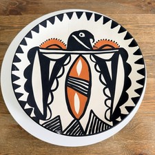 Vintage Mexican Hand Painted Clay Plate Artist Signed picture