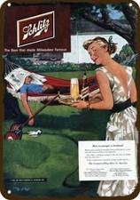 1951 Wife brings Husband SCHLITZ BEER Vintage-Look DECORATIVE REPLICA METAL SIGN picture