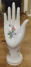 Vtg Porcelain Lady's Hand Figurine Floral Rose Chic Vanity Jewelry Ring Holder picture