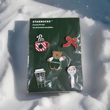 Starbucks 2025 Holiday Enamel Pin Set Bearista Limited Edition Cake Pop Cup New picture