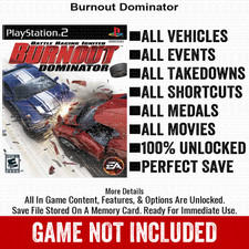 Burnout Dominator 100% PS2 Memory Card CHEATS ITEMS picture