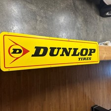 Dunlop Tire Double Sided  metal Sign. Original, vintage, guaranteed old stock.  picture