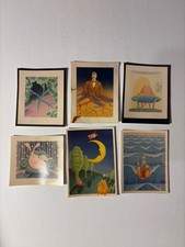 Lot of 6 Vintage Illustrated Art Prints Surreal Fantasy Animals & Magic Figures picture