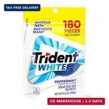 New Trident White Peppermint Sugar Free Gum, Value Pack, 180 Pieces picture