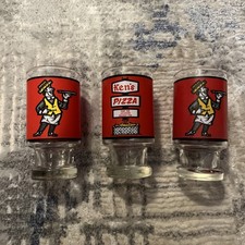 Vintage Ken's Pizza Set Of 3 Drinking Glasses Restaurant Ware pedestal cup picture