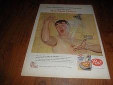 POST BRAN FLAKES AD-1957- Magazine Print-DICK SARGENT -MAN SINGING IN SHOWER picture