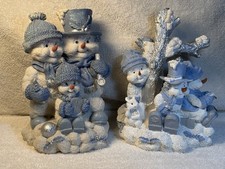 VTG Encore Snow Buddies Pair Of Figurines  (Family Portrait & Around The Tree) picture