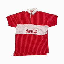 Coca-Cola Coke Rugby Polo T-Shirt Vintage 90s Promo Red White Size XL picture
