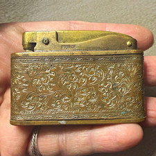 Vintage PRINCE Muselite Lighter Embossed Engraved Brass Floral Design UNTESTED picture