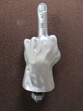 rare middle finger fuk you motorcycle ratrod car hood ornament picture