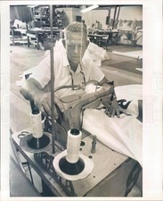 1967 Press Photo St Petersburg FL Sail Maker Clint Johnson - rkf21533 picture