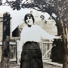 VTG RPPC Postcard New Tree Woman Post Card Backyard Antique Early Home Life 1910 picture
