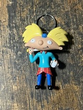 Nickelodeon Hey Arnold 1999 Keychain Arnold HTF With Baseball and Bat Posable  picture