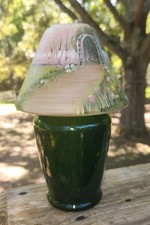 Vtg Hand-Painted Glass Lamp Shade & Candle picture