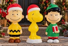 3pc set set blow Mold Peanuts Christmas Yard Decor Charlie Brown Snoopy Lucy 22” picture